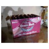 Brown bottles and Grain belt cardboard box