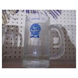 Harley beer cans a Pabst blue ribbon glass beer glasses