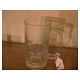 2 glass beer mugs