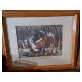 2 Currier and Ives prints and frames