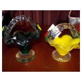 These are a pair of vintage Murano-style handblown art glass baskets