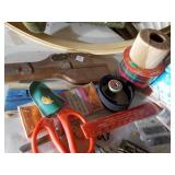 Basket with sewing items