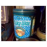 collection of vintage advertising tins