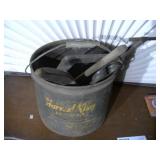 vintage metal bucket full of vintage tools