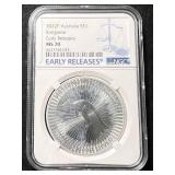 2022 AUSTRALIAN KANGAROO 1 TROY OZ .999 FINE SILVER NGC MS70