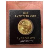 2023 CANADIAN MAPLE LEAF 1 GRAM .9999 FINE GOLD
