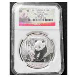 2012 CHINESE PANDA 1 TROY OZ .999 FINE SILVER NGC MS69
