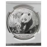 2012 CHINESE PANDA 1 TROY OZ .999 FINE SILVER NGC MS69