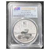 2025 AUSTRALIAN YEAR OF THE SNAKE SILVER ROUND PCGS MS70