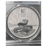 2025 AUSTRALIAN YEAR OF THE SNAKE SILVER ROUND PCGS MS70