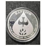1 TROY OZ .999 FINE SILVER BAPTISM ROUND IN AIRTITE