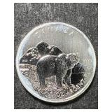 2011 CANADIAN GRIZZLY 1 TROY OZ .9999 FINE SILVER