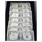 7 US BLUE SEAL $1 SILVER CERTIFICATES