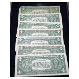 7 US BLUE SEAL $1 SILVER CERTIFICATES