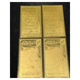 GROUP OF 4 FLORIDA/OKLAHOMA GOLD BACKS 1/2000TH TROY OZ 24K GOLD EACH