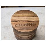 Kitchen HQ Double Layer Acacia Salt Box with Swivel Lid