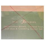 Totally Bamboo Destination Board, Cheese Tool, Salt Box & Cooking Spoon Set (in original packaging)