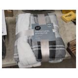 Printed Flannel with Faux Fur Throw 50" x 60"