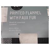 Printed Flannel with Faux Fur Throw 50" x 60"