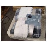 Printed Flannel with Faux Fur Throw 50" x 60"