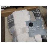 Printed Flannel with Faux Fur Throw 50" x 60"