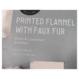 Printed Flannel with Faux Fur Throw 50" x 60"