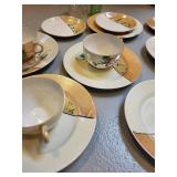 Japanese Hand-Painted Porcelain Tea Set with Floral Pattern