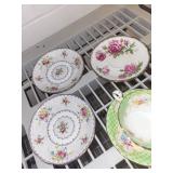 Collection of 8 Vintage Bone China Teacup and Saucer Sets with Floral Patterns - England
