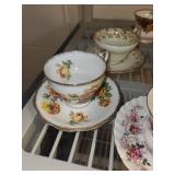 Collection of 8 Vintage Bone China Teacup and Saucer Sets with Floral Patterns - England