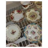Collection of 8 Vintage Bone China Teacup and Saucer Sets with Floral Patterns - England