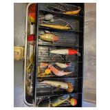 Vintage Fishing Tackle Box and Military Ammo Can with Lures and Gear