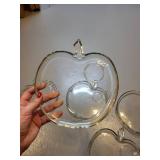 Set of 6 Clear Apple-Shaped Glass Plates