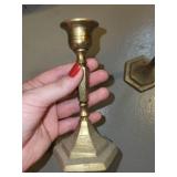 Pair of Vintage Brass Engraved Candle Holders