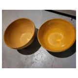 Pair of Vintage Yellowware Mixing Bowls