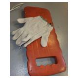 Household Utility Lot: Wall Clock, Watering Can, ReadiVac Power Brush Vac, Garden Kneeler, and Work Glove