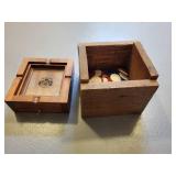 Wooden Box with Macanudo Mark, Drawer, and Poker Chips Set