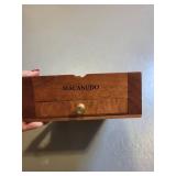 Wooden Box with Macanudo Mark, Drawer, and Poker Chips Set