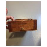 Wooden Box with Macanudo Mark, Drawer, and Poker Chips Set