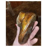 Decorative Nautical Set: Wooden Sailboat, Seagull Sculpture, and Bronze Baby Shoe