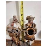 Pair of Vintage Artisan Figures with Basket and Pot
