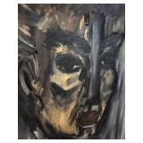 Vintage Abstract Portrait Oil Painting Signed Denny 1952