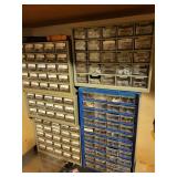 Lot of 4 Hardware Storage Cabinets with Assorted Fasteners and Parts