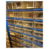 Lot of 4 Hardware Storage Cabinets with Assorted Fasteners and Parts