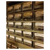 Lot of 4 Hardware Storage Cabinets with Assorted Fasteners and Parts