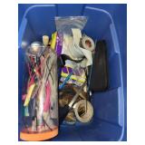 Garage Tool and Accessory Lot with First Aid Kit and Storage Bins