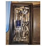 Garage Tool and Accessory Lot with First Aid Kit and Storage Bins