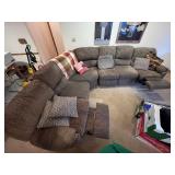 Large Plush Sectional Sofa with Recliner Seats and Cushions