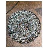 Decorative Metal Plant Stand with Ornate Top, 24 Inch Height