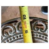 Decorative Metal Plant Stand with Ornate Top, 24 Inch Height