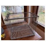Vintage Metal Wire Storage Basket with Handles 11x11x9 Inches